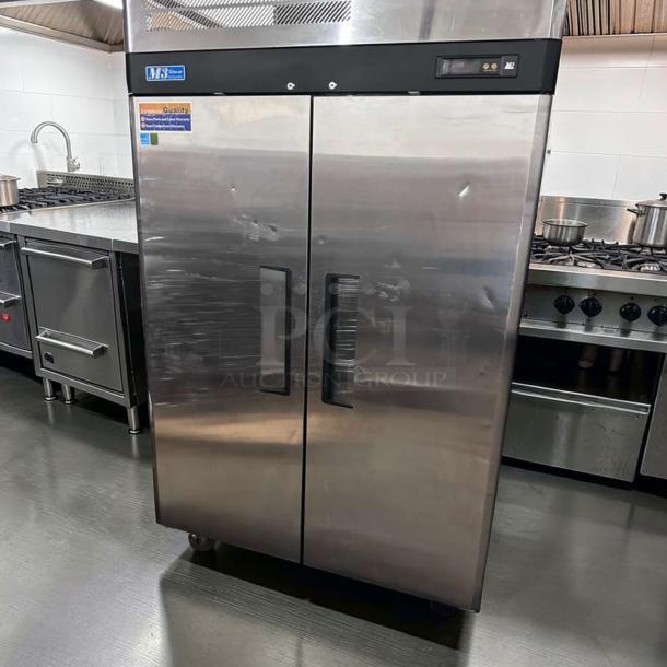 Turbo Air M3R47-2 reach-in refrigerator, stainless steel, dual solid doors, commercial grade, fully tested, 115V.