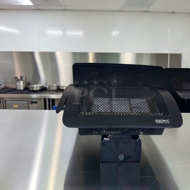 Bromic Tungsten Smart-Heat gas radiant heater, wall-mounted, elite condition, fully tested, commercial outdoor patio use.