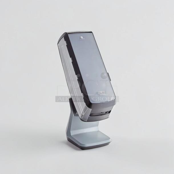 Georgia-Pacific Dixie Ultra 54550A countertop napkin dispenser, 1000 capacity, black tower design, prime condition, for commercial use.