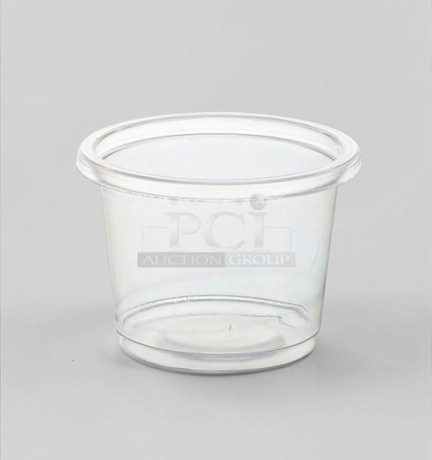 Karat FP-P100-PP 1 oz clear PP portion cup, brand new, ideal for commercial use, 2500 per case, exceptional condition.