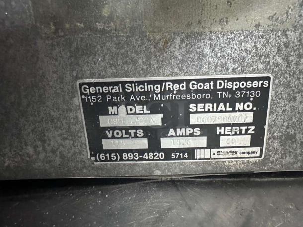 General CSM-72AA commercial food processor, exceptional condition, serial 060720AW07; model, voltage, amps on label.