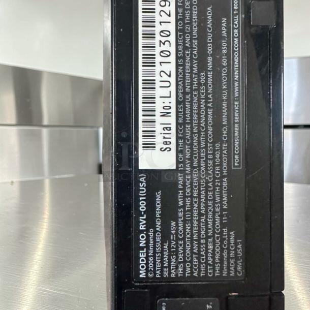 Nintendo Wii RVL-001 black console, excellent condition, region free, GameCube compatible, serial no. LU21030129, fully tested.