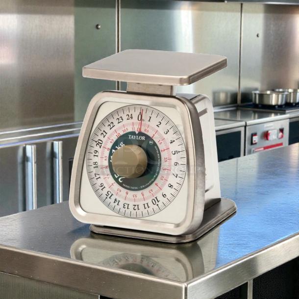 Taylor TS25KL mechanical portion control scale, 25 lb capacity, pristine condition, fully operational, commercial use.