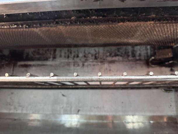 Atosa ATCM-36 gas cheesemelter, dual infrared burners, commercial salamander broiler, superior condition, interior view.