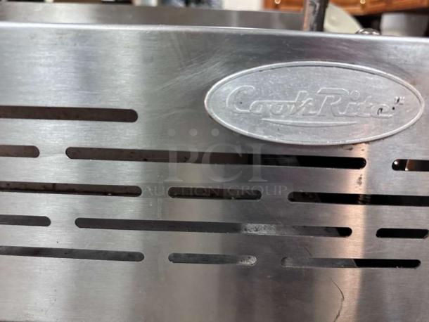 Atosa ATCM-36 CookRite gas cheesemelter with dual infrared burners, stainless steel, superior condition, CookRite logo visible.