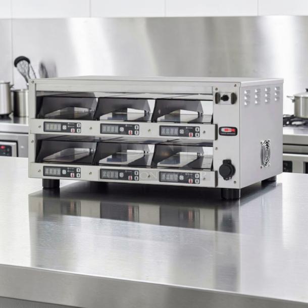 Carter-Hoffmann M212S-2T modular holding cabinet in exceptional condition, stainless steel, 26" heated system with USB port.