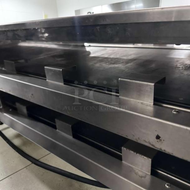 Carter-Hoffmann M212S-2T modular holding cabinet in stainless steel, in exceptional condition, showing metal components close-up.