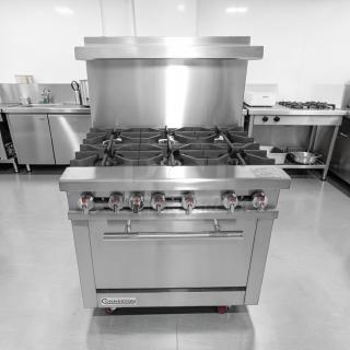 Connerton CN36-6_LP commercial gas range, 36" wide, 6 burners, oven base, stainless steel, excellent condition, fully tested.