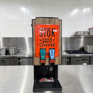 CreaMiser Model 230 Cold Brew Dispenser, dual tap, refrigerated, excellent condition, fully tested, branded "SToK".