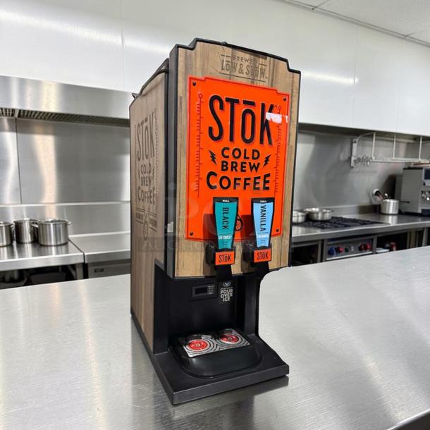 CreaMiser Model 230 Cold Brew Dispenser, dual tap, refrigerated, orange Stōk branding, exceptional condition, fully tested.