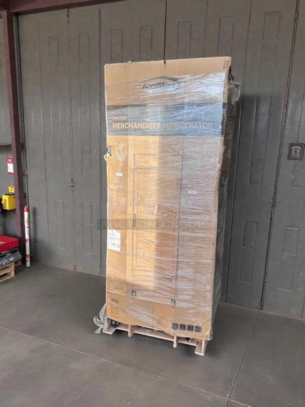 Brand-new KoolMore One-Door Glass Merchandiser Refrigerator, Model MDR-1GD-23C, in packaging, scratch & dent condition.