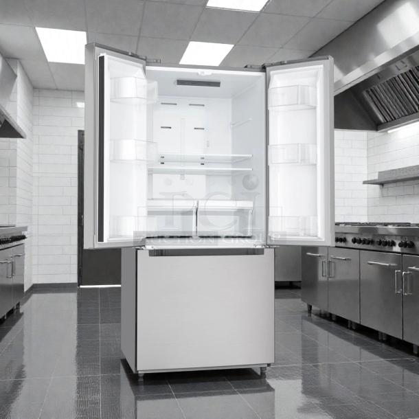 Brand new KoolMore KM-RERFDSS-18C stainless steel French door refrigerator, 18.5 cu. ft., Energy Star, CSA certified.