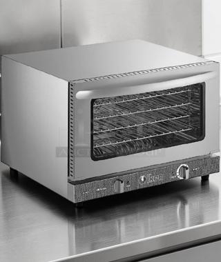Brand new Ikon IC-824S commercial countertop convection oven with steam, stainless steel, ETL & NSF listed, 208/240V, 4600W.