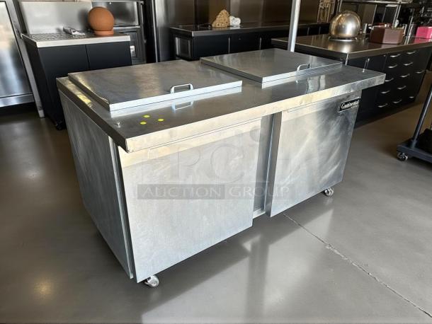 Continental Refrigerator SW60-24M, 60" stainless steel refrigerated worktop, exceptional condition, labeled, fully operational.