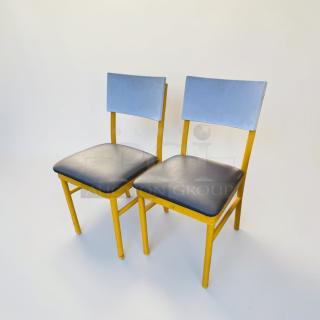 Commercial-grade dining chairs with upholstered seats and backs, heavy-duty metal frame, elite condition, model FUR-M-CHR-0583.