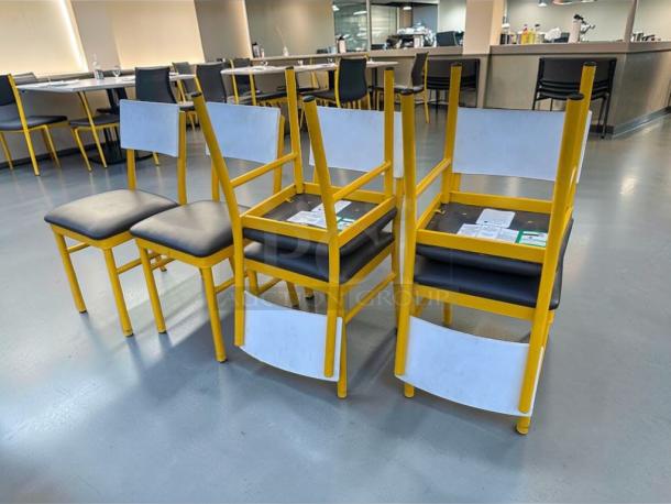 Elite condition commercial dining chairs with upholstered seats, heavy-duty metal frames, inspected and ready for use.