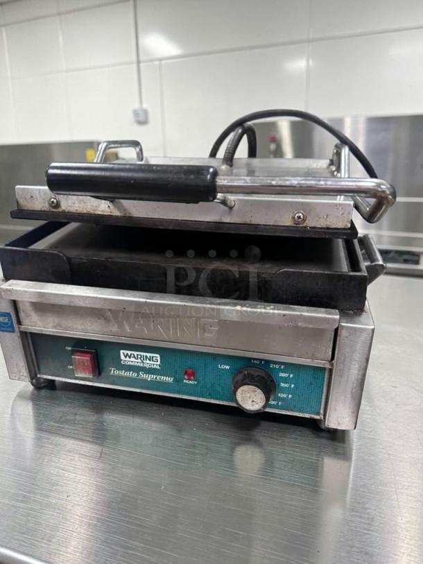 Waring Commercial WFG275 Tostato Supremo Panini Grill, premium condition, 120V, UL Listed, stainless steel, fully tested.