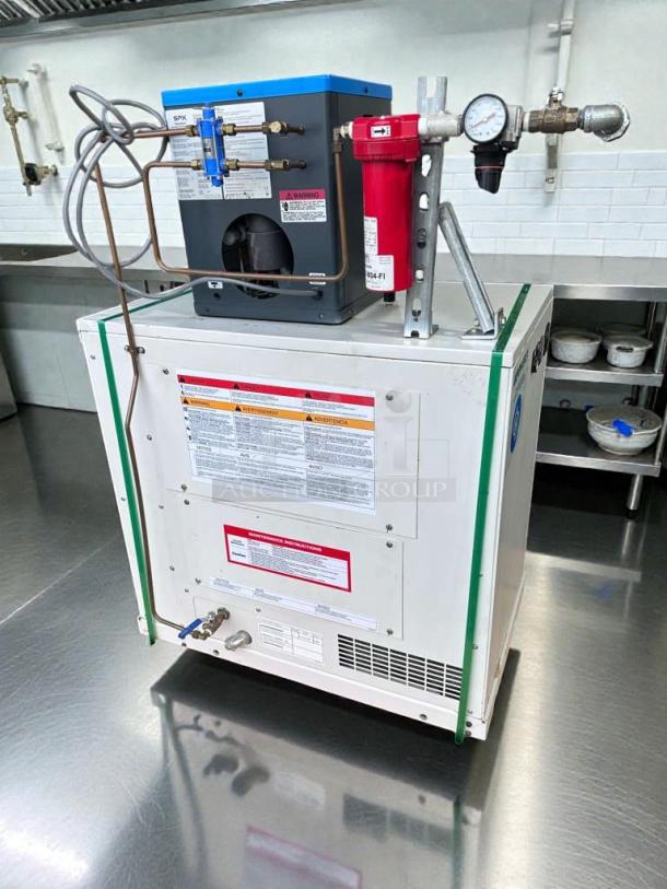 Powerex Oil-Less Scroll Air Compressor, SPX Hankison Air Dryer HPR5-10, superior condition, 115V, fully tested, labeled instructions.