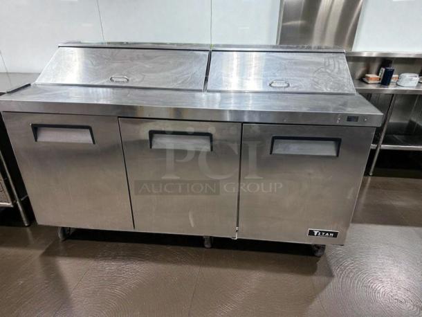 Titan XTSU72 Sandwich Prep Table Refrigerator, 72" stainless steel, ETL listed, superior condition, fully tested, operational.
