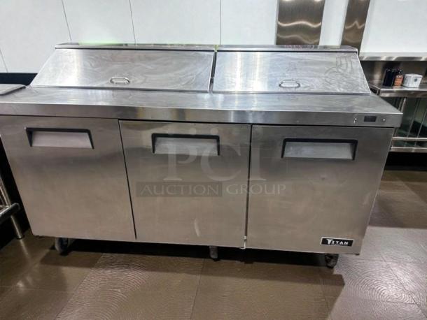 Titan XTSU72 Commercial Sandwich Prep Table Refrigerator, 72", stainless steel, superior condition, ETL listed, fully tested.