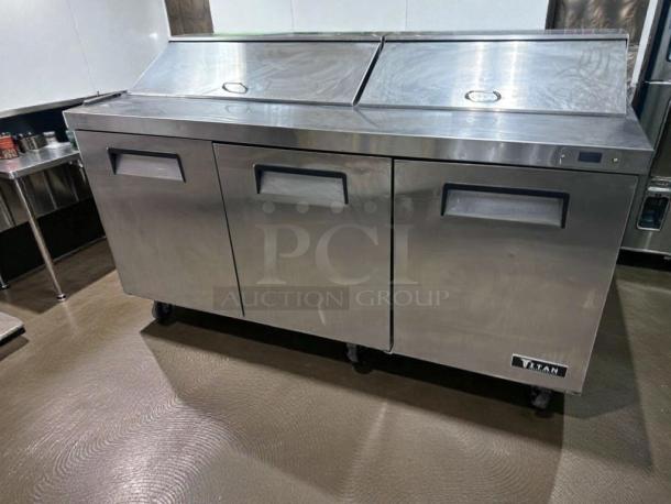 Titan XTSU72 commercial sandwich prep table refrigerator, 72" stainless steel, superior condition, ETL listed, fully tested.