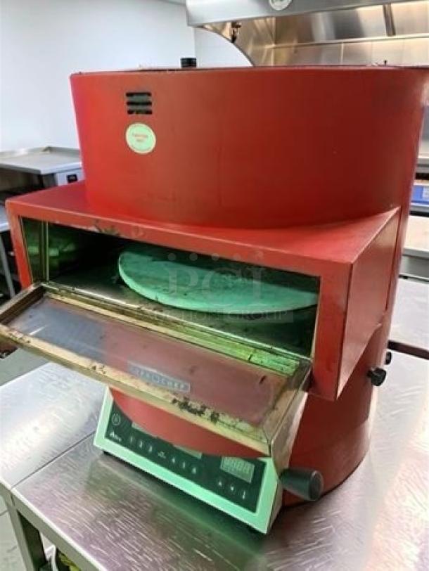 TurboChef Fire high-speed commercial pizza oven, ventless countertop model, red exterior, operational and fully tested.