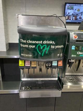 Flawless Tractor Beverage Co. juice dispenser, model TRC-M-JCE-0023. Multi-flavor, fully tested, 115V, single phase.