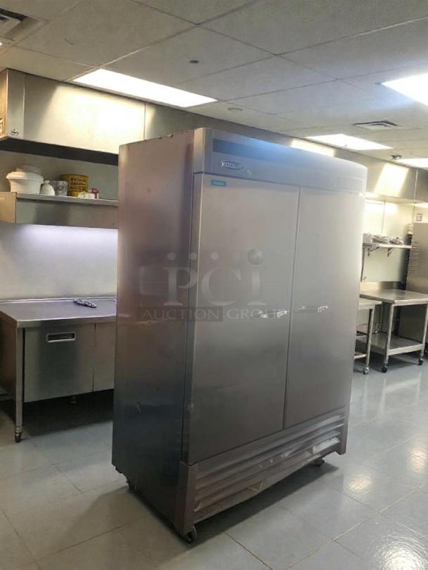 Kool-It 2-Door Reach-In Refrigerator, high-grade condition, 115V, stainless steel, fully tested and working. Model KOO-L-REF-0077.
