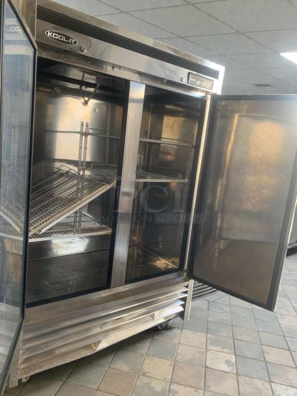 Kool-It 2-Door Reach-In Refrigerator, high-grade condition, model KOO-L-REF-0077, stainless steel, fully tested.