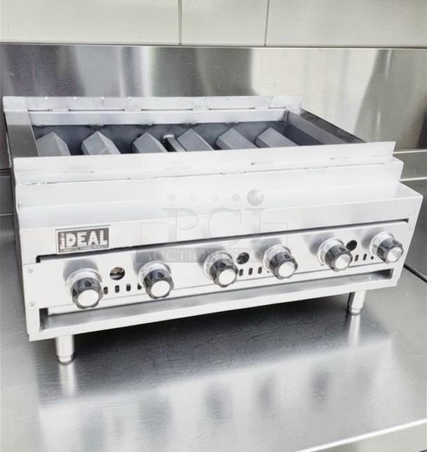 Exceptional condition IDEAL 36" commercial gas charbroiler grill with 6 burners, radiant char grill, fully tested and operational.