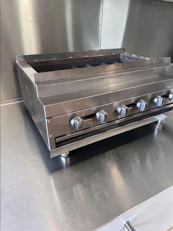 IDEAL 48" Gas Charbroiler, 6 burners, stainless steel, excellent condition, heavy-duty, fully operational.