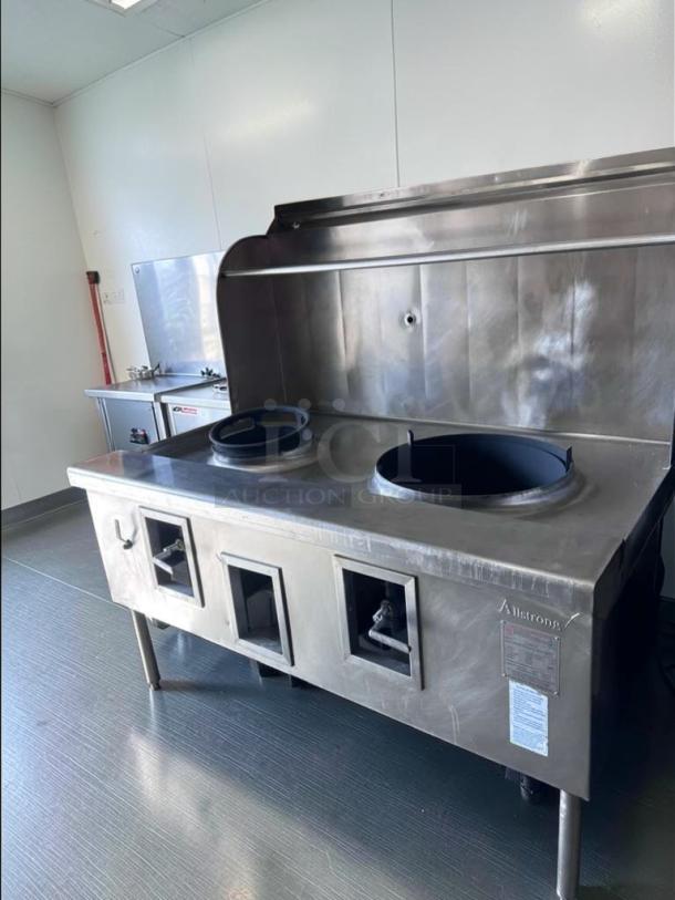 Atosa 2-Hole Commercial Wok Range, dual burners, heavy-duty stainless steel, fully operational, model ATO-L-RNG-0695.