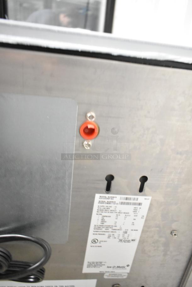 Brand new Ice-O-Matic ICEU220FA5 ice machine, scratch and dent, 115V, 1 Phase, label with model details visible.