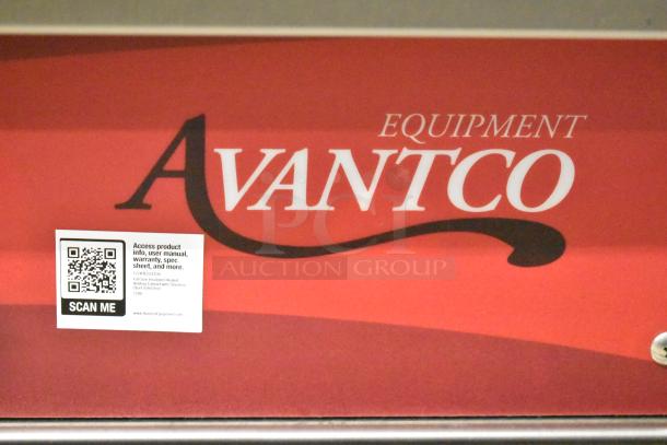 Brand new Avantco 177HTESS1836 heated holding cabinet; full-size, insulated, on casters. 120V, 1 phase. Includes QR code for info.