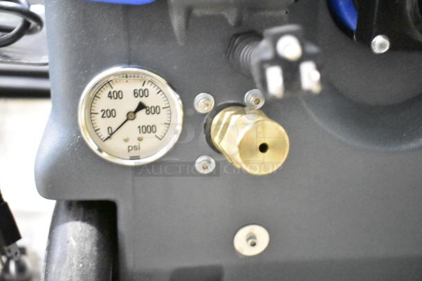 BRAND NEW Lavex Dual 3-Stage Heated Carpet Extractor, 12 Gal, 500 PSI, with scratch and dent. Brass PSI gauge visible.