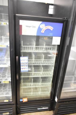 2025 True GDM-12F-HC commercial cooler merchandiser, single door, glass front, adjustable shelves, 115V, clean condition.