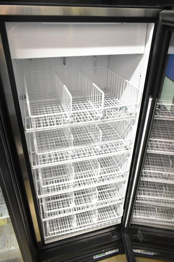 2025 True GDM-12F-HC commercial cooler, single glass door, white interior shelves, 115V, new condition.