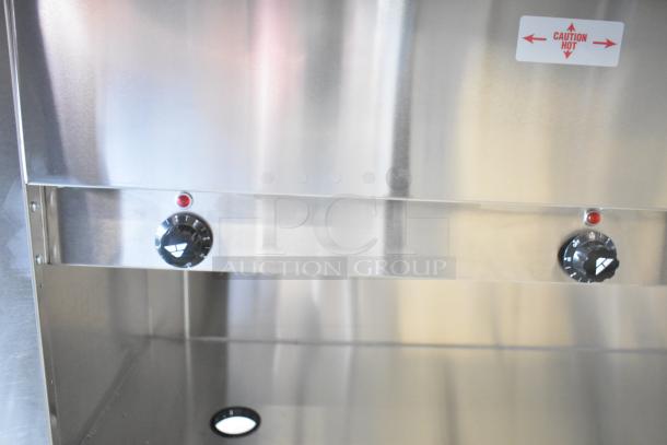 2025 Advance Tabco SW-6E-240-BS Commercial 6 Well Steam Table, stainless steel, 208/240V, 1 Phase, caution hot label.