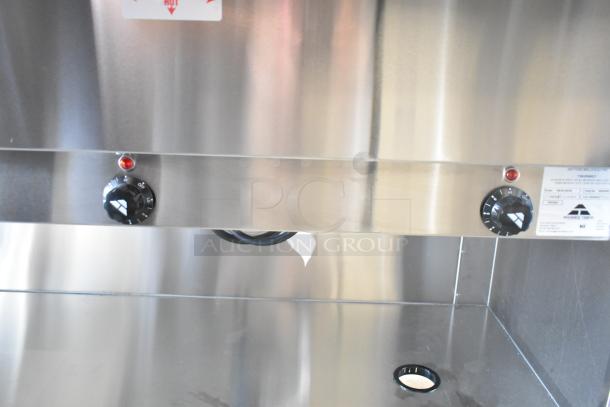 2025 Advance Tabco 6 Well Steam Table, model SW-6E-240-BS, stainless steel, 208/240V, 1 Phase, control knobs shown.