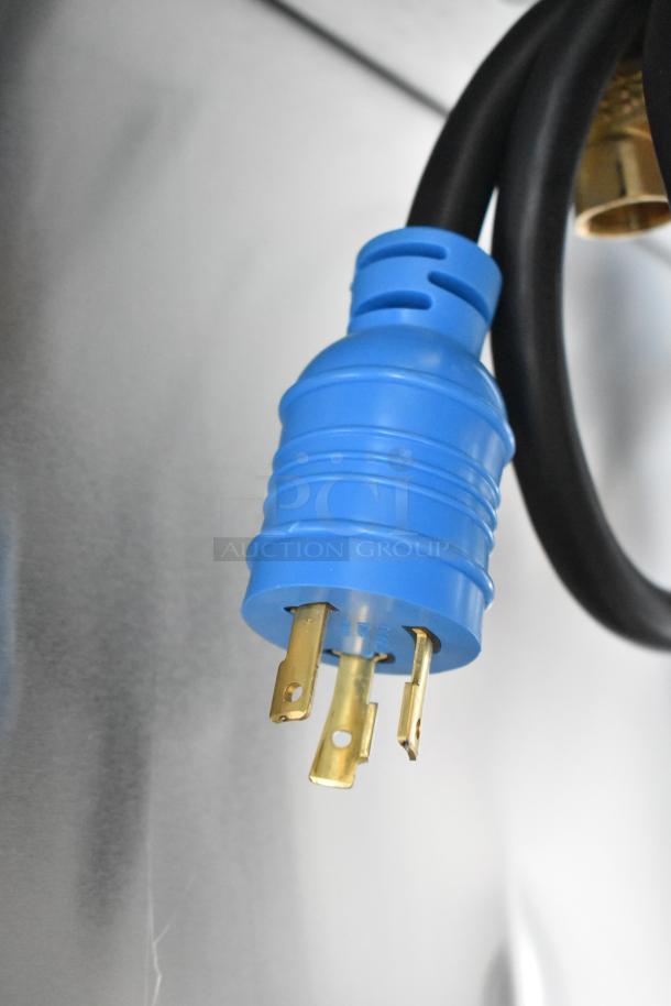 Blue electric plug for 2025 Advance Tabco SW-6E-240-BS steam table. 208/240 Volts, 1 Phase.