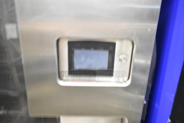 LATE MODEL JBT 2ND-GEN-MFJ-HE citrus juicer on casters. Stainless steel finish, digital display. 115V, 1 Phase.