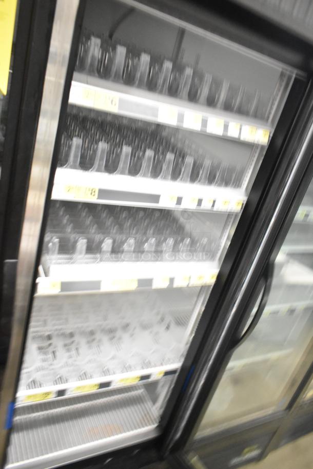 2018 True GDM-72-HC commercial cooler, 3 glass doors, sturdy shelving, excellent for merchandisers, 115V, 1 phase.