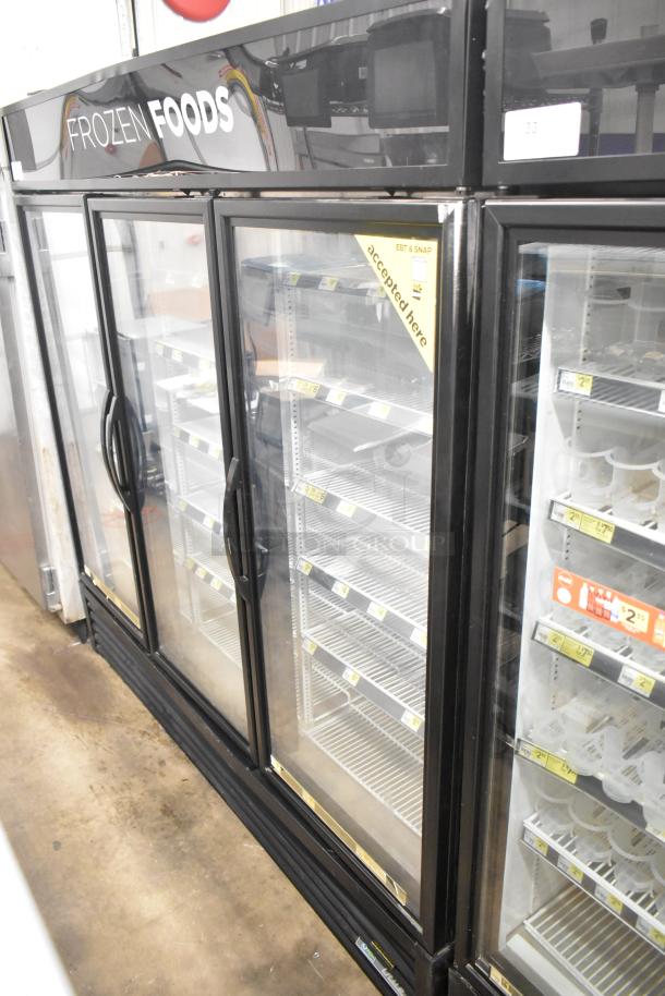 2018 True GDM-72F-HC 3-door freezer, EBT & SNAP accepted. Good condition, 115/208-230V, 1 phase, glass doors.