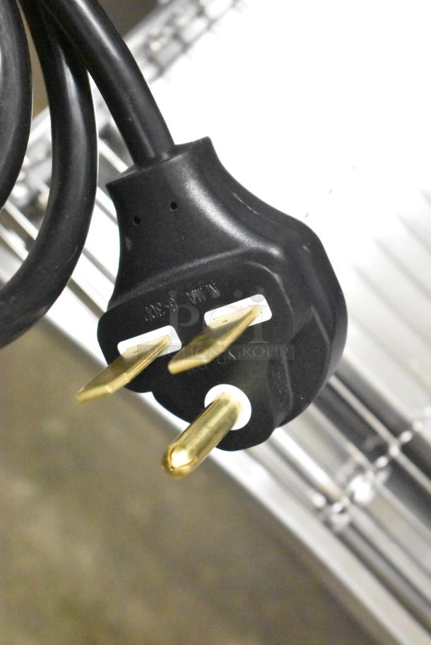 Plug for Vollrath JB3H 40" ventless conveyor oven, 208 volts, 1 phase, showing prong configuration.