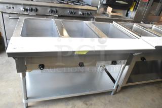 BRAND NEW SCRATCH AND DENT! 2025 Advance Tabco HF-3G-LP Liquid Propane Three Pan Powered Hot Food Table. 10,500 BTU.