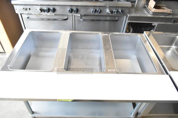 Brand new 2025 Advance Tabco HF-3G-LP liquid propane hot food table, three-pan capacity, 10,500 BTU, stainless steel.