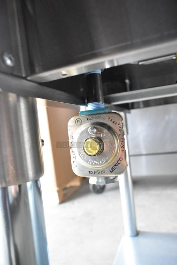 BRAND NEW 2025 Advance Tabco HF-3G-LP Liquid Propane Three Pan Hot Food Table, 10,500 BTU, shown with regulator detail.