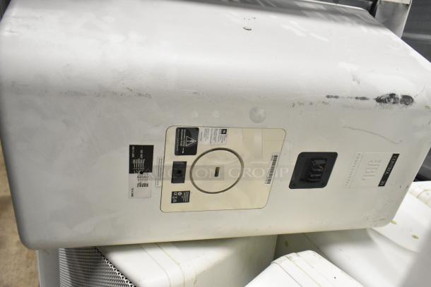 JBL Control 30 speaker, white, visible labels, markings, and surface wear, part of 12 speaker auction set.