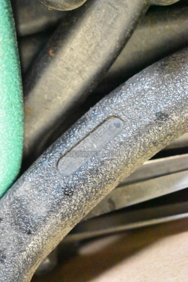 50 sharpened stainless steel knives, including a poultry knife, textured handles visible, durable quality.