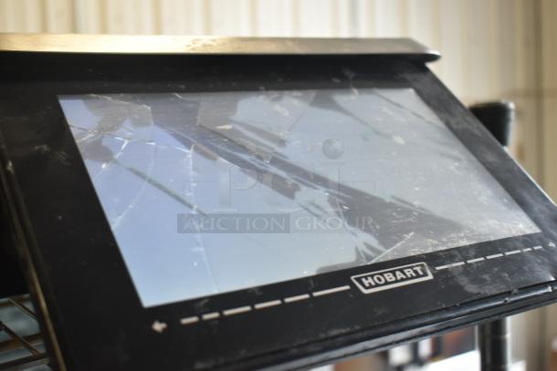 2017 Hobart HTi-7LH26 commercial scale, cracked screen, 120/208-240 volts, 1 phase, visible Hobart logo.